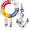 Salvagente Decorativo, Timone Barca in Legno e 2 Mediterraneo Gancio,Muro Mare 4 Set, 28cm Timone 30cm Nautico Decorazione Salvagente da Appeso a Parete Decor(MQG/4)