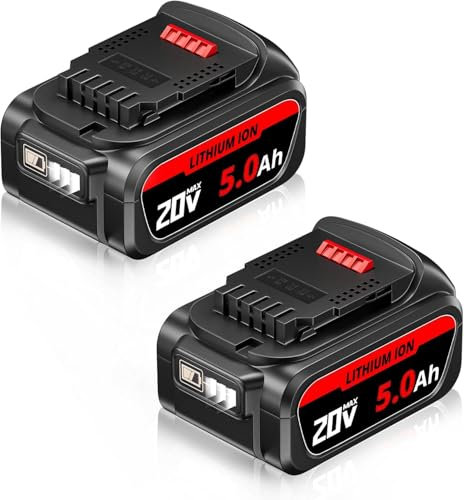 ZEERISA 5.0Ah 18V 20V MAX DCB200 Lithium Battery Replacement Compatible with DEWALT 18Volt 20V Max (2 Pack)