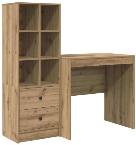 vidaXL Schreibtisch mit Stauraum Artisan Eiche Holzwerkstoff 80x50 cm Kompaktes Design für Heimbüro Schreiben Studium Moderner Arbeitsplatz Möbel Arbeitsplatz für Kinder in kleinem Raum