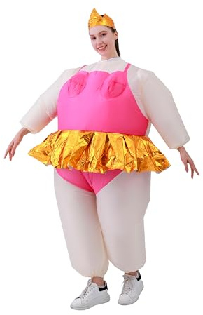 FUNFOCUS Aufblasbares Kostüm Erwachsene, Aufblasbares Ballett Kostüm für Männer/Frauen, Reitbares Ballett Aufblaskostüm, Lustiges Cosplay Aufblaskostüm für Halloween, Weihnachten und Karnevalspartys