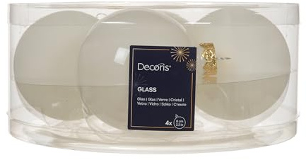 Weihnachtskugeln Glas 8cm 4 Stück - matt & glänzend transparent - Große Christbaumkugeln Weihnachtsbaumkugeln für Weihnachten - Christbaumschmuck & Weihnachtsbaumschmuck - Wollweiß transparent