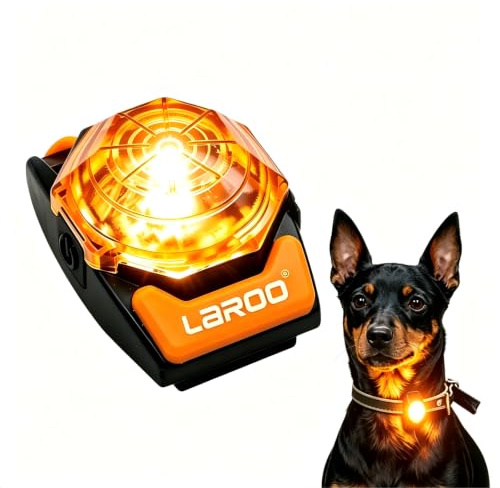 LaRoo Hundelichter, USB-C Wiederaufladbares LED-Sicherheitshalsbandlicht, 3 Modi, Wasserdicht, 13 g Ultraleicht, für Kleine Hunde Beim Nachtspaziergang, Camping im Freien (Gelb)