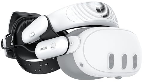 AMVR BS1 Battery Head Strap with Air Cooling Fan, Compatible with Meta Quest 3/3S Oculus Accessories, Magnetic Hot-Swappable Battery Pack, Comfort & Extended Playtime, Reduce Facial Stress