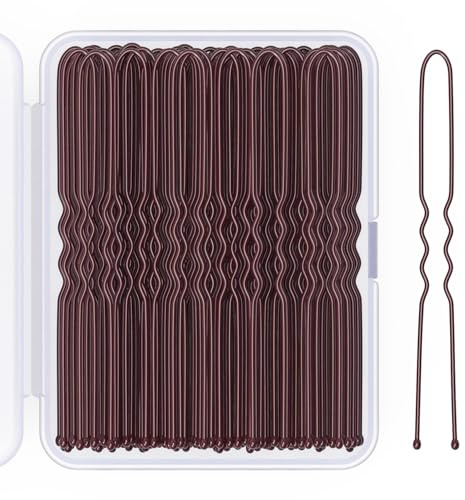 2.8 Inch U Shaped Hair Pins for Women Girls, 100 Count (Brown)