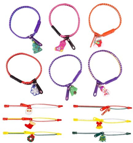 HABNI 12 Stück Weihnachts Reißverschluss Armbänder Weihnachts Kinder Freundschaftsarmbänder Zappeln Armbänder Party Mitgebsel