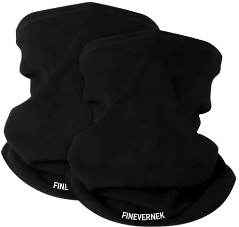 FINEVERNEK 2 Pièces Cache Cou Moto, Cache-Cou Thermique, Tour de Cou Tubulaire Multiusage, Cou Thermique pour Homme et Femme, Multifonction Bandana Elastique, Écharpe D'hiver Coupe-vent et Chaude