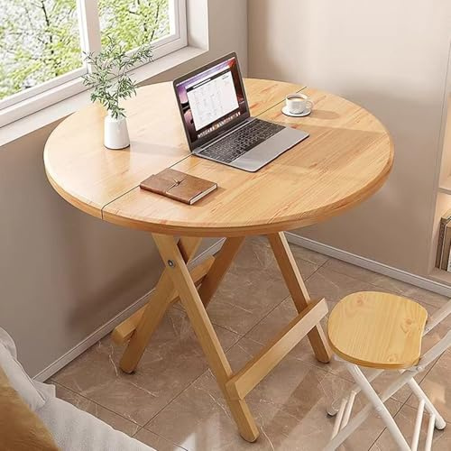 Genérico Mesa Comedor Madera Cocina,Mesa Auxiliar Plegable Redonda para SalóN, Comedor, Cocina, HabitacióN, BalcóN, Terraza (Natural, 60cm)