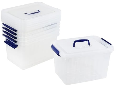 Feicanhao 10 L Clear Plastic Storage Box with Lids, Storage Bins Plastic, 6-Pack