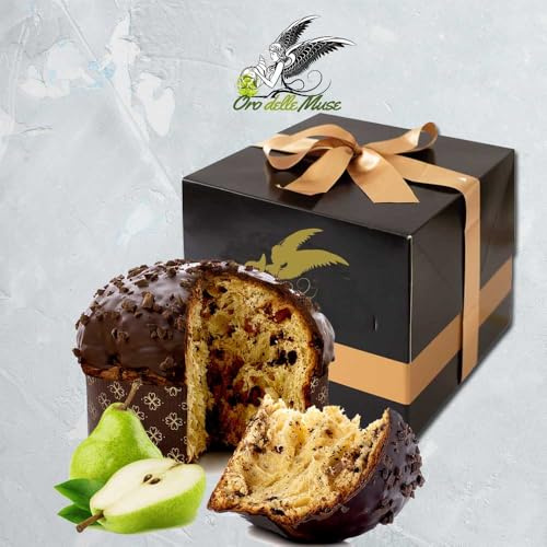 Panettone artigianale pera, cioccolato e rhum 1 kg Oro delle Muse | Prodotto di alta pasticceria a lievitazione natuale senza conservanti