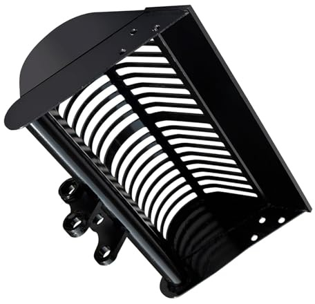 RiToEasysports Seau de Tamis de 600 Mm pour Mini-pelle, Outil de Filtration de Roches de Sol en Acier au Manganèse avec Trous de 25 Mm, Compatible avec les Excavatrices 1-8T pour le Remblayage de