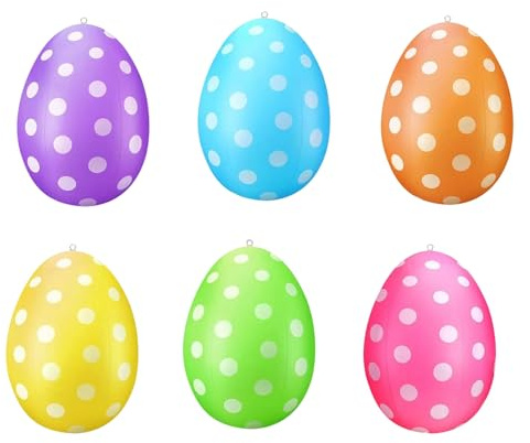 6PCs 40 cm Osterei Ei | Riesige Plastikeier Deko | Osterdeko in schönen leuchtenden Farben | Ostereier zum Aufhängen | Ornament für Osterkörbchen Frühlingsdeko,Ostern Geschenke Kinder