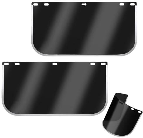 PULCINELLI 2 Pz Lente di Ricambio Visiera Protettiva, Visiera di Ricambio | Visiera Protettiva Viso Intero in Plastica 39*20cm, Visiera Ricambio Casco per Rettifica Saldatura Forgiatura Taglio - Nero