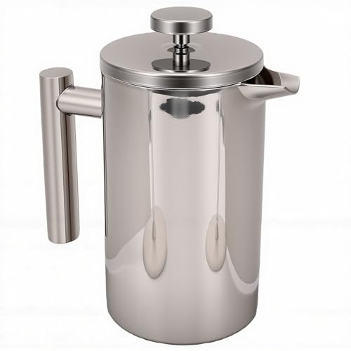 ZAICOLER Französische Kaffeepresse 600 ML für Hausbaristen Die Frischen Kaffee Am Morgen Brühen Einfacher 4-Stufiger Brühprozess Doppelwandig 304 Edelstahl Isoliertes Design mit