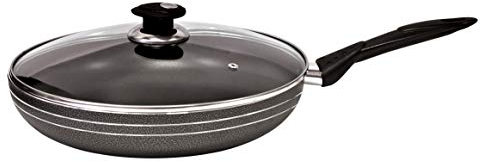 Stuffs Direct Dyflon Non-Stick Coating Frying Pan with Glass Lid Suitable for Induction Hob (24 cm)