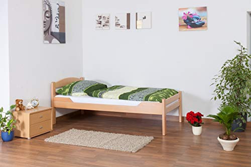 Einzelbett Easy Premium Line K1/2n, Buche Vollholz massiv Natur - Maße: 90 x 190 cm