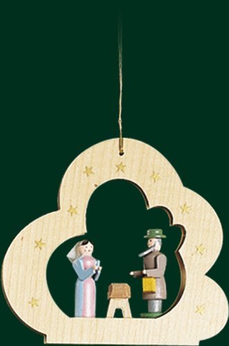 Rudolphs Schatzkiste Christbaumschmuck Wolke Natur mit Heiliger Familie Höhe= 9cm NEU Weihnachten Baumschmuck Holzschmuck Holz Seiffen Erzgebirge Strauchbehang Dekoration