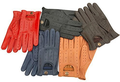Herren Premium Motorrad Mode unliniert weiches Leder Winter Prime Fahrer-Handschuhe 7012 - Rot, L