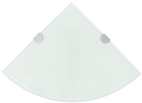vidaXL 2X Eckregal mit verchromten Halterungen Glasregal Badregal Wandregal Glasboden Glas Ablage Boden Glasplatte Glas Weiß 35x35cm