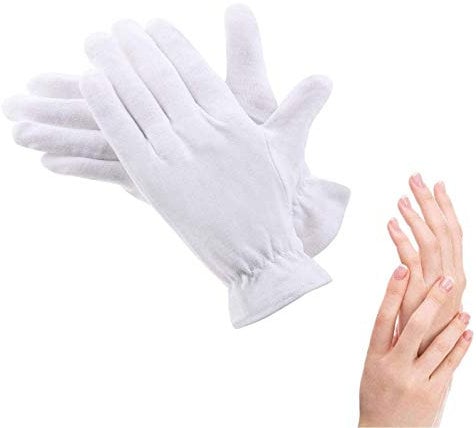 HOKIAMCN Feuchtigkeitsspendende Baumwollhandschuhe für die Nacht, Premium-Tuchqualität, Ekzeme, trockene Haut, Einheitsgröße (1 Paar)