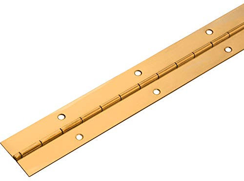 Gedotec Stabilo Charnière de piano à visser - Charnière de porte roulée - Charnière de porte en acier laitonné - Bande de fixation 900 x 32 mm - Stabilo - Charnière de meuble percée - 1 pièce