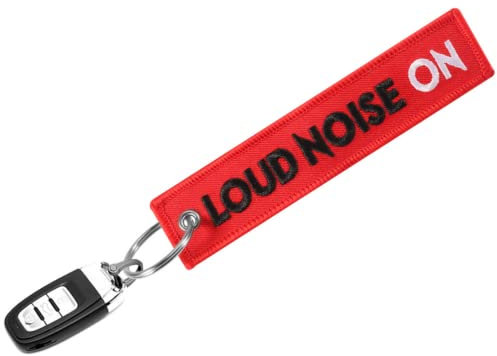 LLAVEROSMOTOR.ES Porte-clés de moto, voiture et scooter, en tissu Loud Noise ON, rouge