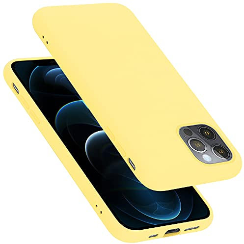 Cadorabo Hülle kompatibel mit Apple iPhone 12/12 PRO Hülle Silikon Handyhülle für iPhone 12/12 PRO Case aus flüssigem Silikon- Kratzfeste und stoßfeste dünne TPU Schutzhülle - Liquid GELB