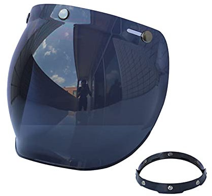Funien Lentille de Casques de Moto,Moto Anti-UV Anti-Rayures Casques Lentille Rétro Bulle Visière Pare-Vent Lentille Universel pour Standard 3-Snap Casques Ouverts