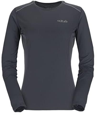 Rab Women's Force LS Tee Lightweight Long-Sleeve T-Shirt for Hiking, Climbing, & Trail Running - Beluga - Medium
