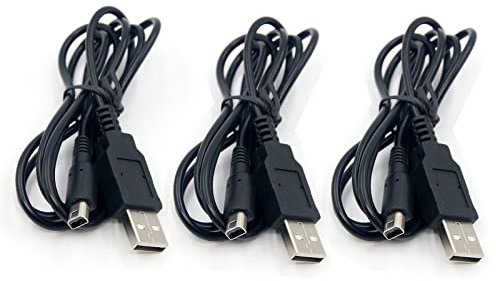 Herfair USB Charger Cable for DSi, Replacement Power Charging Cord Compatible with DSi XL/3DS/3DS XL/2DS/2DS XL (Pack of 3, Cable Length 1.2M)