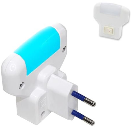 Fishtec Veilleuse LED Bleue Douce pour enfant - Veilleuse Nocturne prise secteur adaptable - Légère, Compacte et étanche