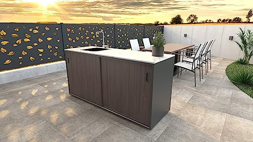 Modulare Outdoor Küche - Element mit Spüle, Holzdekor - amerikanische Walnuss