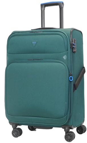 ABISTAB erweiterbar Weichschalenkoffer groß 79x48x30cm - Stoffkoffer Trolley, Reisekoffer mit 4 Rollen & TSA Schloss, Handgepäck Koffer, Grün