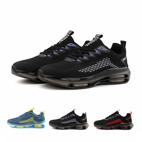 Hitmars Zapatillas Running Hombre Zapatillas Deportivos Correr Trail Running Deporte Fitness Caminar Zapatos Deportivos Transpirables Sneakers Hombre Negro N1 EU44
