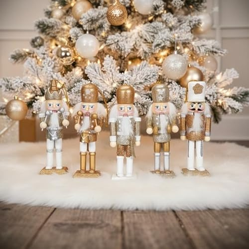 Baluue Weihnachts-Nussknacker-PuppenanhäNger Aus Holz 13Cm Kreative Glitzernde Dekoration FüR Zuhause BüRo Und Party Mit Flachem Rutschfestem Boden Weihnachtlicher Schmuck Zum AufhäNgen
