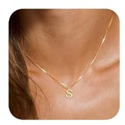 FUNEIA Gold/Silber Kette mit Buchstaben Anhänger Damen Initialen Halskette | 14 Karat Vergoldet Namen Buchstabenkette Hypoallergene Anfangsbuchstaben A-Z Modeschmuck Geschenke Teenager Mädchen