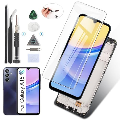 RongZy OLED Schermo LCD per Samsung Galaxy A15 4G A155F Sostituzione Display per Samsung Galaxy A15 5G A156B Digitizer Assembly Vetro di Ricambio Touch Screen con Strumenti(6.5, Nero con Cornice)