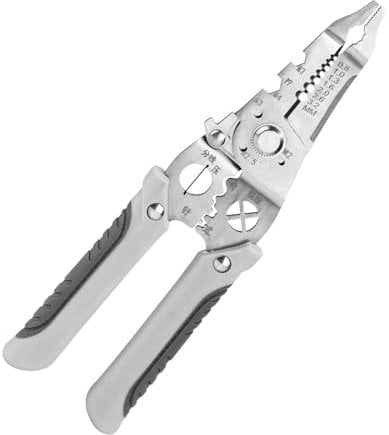 8in Multifunctional Wire Cutter Pliers, Upgrade Electrical Wire Stripper Professional Crimper Cable Tool Efficient Wire Stripper Cutter for Electrician Clamping Stripping Crimping Cutting