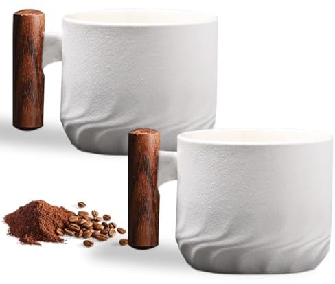 Set di 2 tazze da caffè espresso (2 x 70 ml) in ceramica, con manico, mini tazza da tè, tazza da caffè per espresso, tè (set da 2 – bianco)