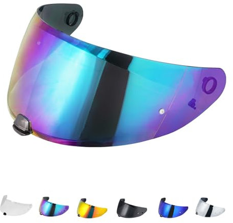 Motorradhelm Visier für i70 i10 HJ-31,Helmvisier Motorrad Windschutz Helm Objektiv Visier Vollgesichts,Helmvisiere Zubehör Ersatz(Regenbogen)