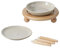 Havniva Erhöhter Keramik-Fressnapf mit breitem Schnurrhaar, Futter- und Wassernapf mit 2 Stilen, verstellbares Futternapf-Set (1 Schale + 1 flache Schale + Ständer