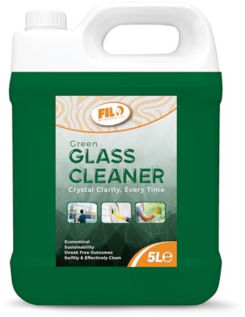 FILO Green Glass Cleaner 5 Litre | Window, Mirror, Stainless Steel Cleaner & Other Glass Surfaces | Removes Grease & Dirt | Computer Screen Cleaner, Streak-Free Cleaning | Premium Quality.