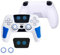 Housse de poignée en silicone compatible avec manette de PS5 avec autocollant de pavé tactile, poignée de protection antidérapante et anti-transpiration (blanc bleu)