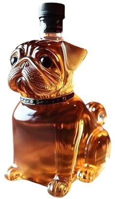 Whiskey Bottle - Bulldog Shape Empty Whiskey Bottle,300ml Decorative Decanter, Wine Container Dispenser for Restaurant Dining Room Birthday Father Husband Friends