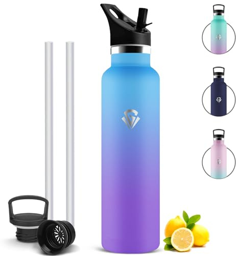 Mujigaga Borraccia Termica Senza BPA, Borraccia 1 litro con Cannuccia, Bottiglia Termica Senza Perdite, Riutilizzabile Borracce Termiche per Bicicletta, Fitness, Sport