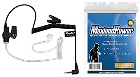 MaximalPower 3.5mm Surveillance Plug Receiver/Listen Only Audio Earpiece for 2 Way Radio Transceivers and Radio Speaker Mics