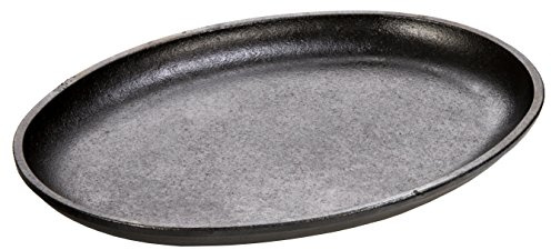 Lodge 25.4 x 19.05 cm / 10 x 7.5 inch Pre-Seasoned Cast Iron Handleless Oval Serving Griddle