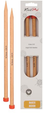 KnitPro Basix Beech Single Pointed Needles 14 (35cm) | 10.00mm