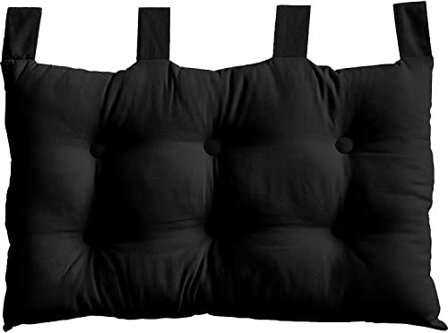 Tête de lit Murale, 70 x 45 cm, Noir, à Suspendre, Coussin Matelassé, 100% Coton, Collection Panama, Enjoy Home