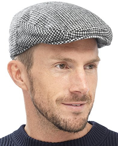 Tom Franks Mens , Die traditionelle Schiebermütze - Schwarz Weiß, M/L