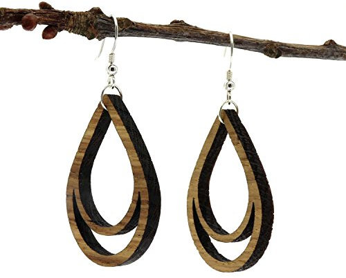 NaturSchatulle Holzschmuck Holzohrringe Tropfen Eiche I natürliche Ohrhänger 925 Sterling Silber Ohrringe Holz Damen Ohrschmuck